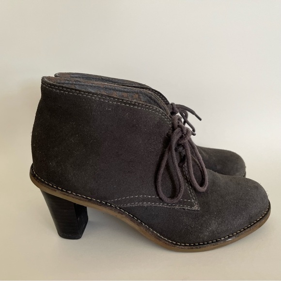 Grey Suede Lace Up Ankle Boots - Picture 6 of 6